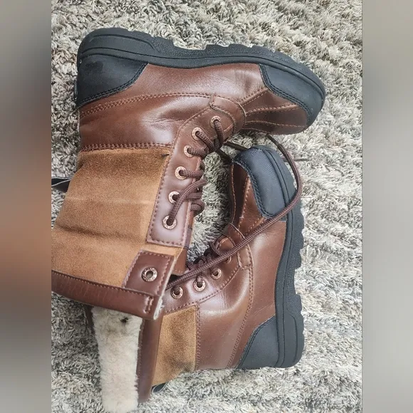 UGG Brown and Black Boots with Shearling Lining