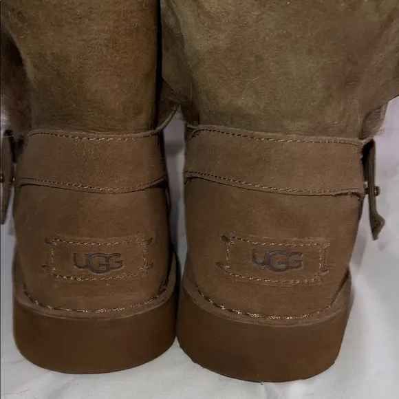 UGG Brown Winter Suede Boots with Sheepskin Lining SZ 9.5