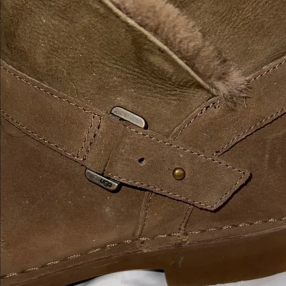 UGG Brown Winter Suede Boots with Sheepskin Lining SZ 9.5