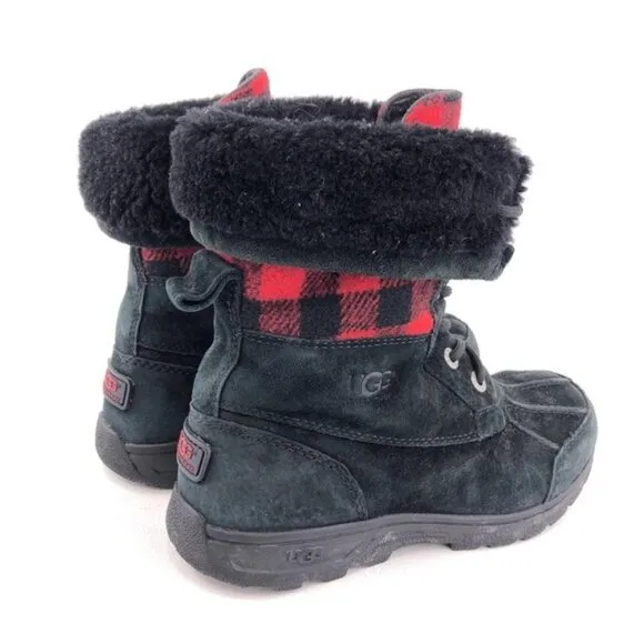 UGG Butte Redwood Buffalo Check Winter Boots Kids 4