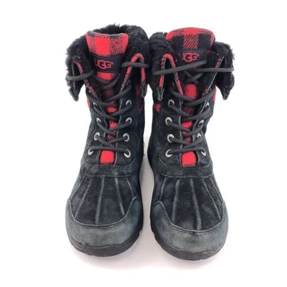 UGG Butte Redwood Buffalo Check Winter Boots Kids 4