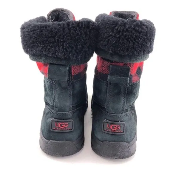 UGG Butte Redwood Buffalo Check Winter Boots Kids 4