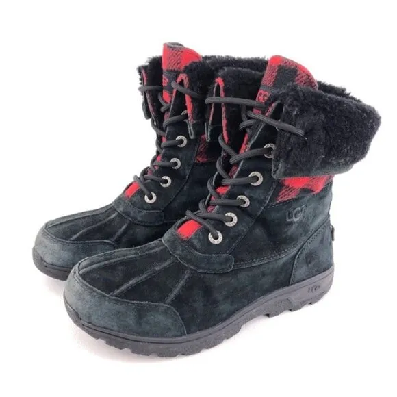 UGG Butte Redwood Buffalo Check Winter Boots Kids 4