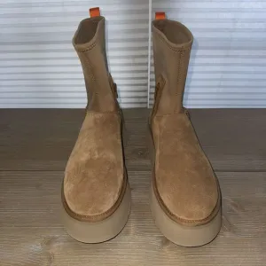 UGG CHESTNUT‎ SUEDE CLASSIC DIPPER 2&quot; PLATFORM BOOTS, WOMEN US 11 ~NEW 1144031
