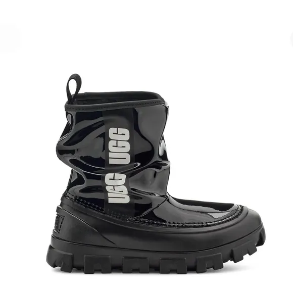 UGG Classic Brellah Mini Boots Jet Black Kids Rubberized Waterproof