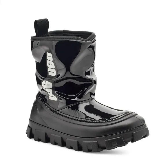 UGG Classic Brellah Mini Boots Jet Black Kids Rubberized Waterproof