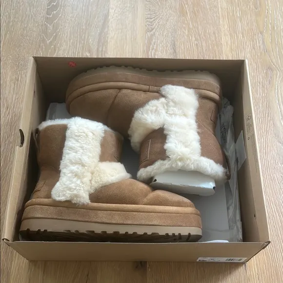 Ugg classic chillapeak, Tan and Cream Mid-Calf Boots with Plush Lining