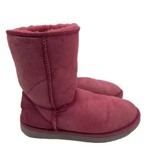 UGG Classic Short Boots 8 Pink Sheepskin Suede Slip-On Warm Winter Booties