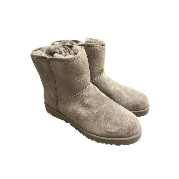 UGG Cory II Genuine Shearling Lined Boot Suede Leather Pull On Winter Gray 6.5