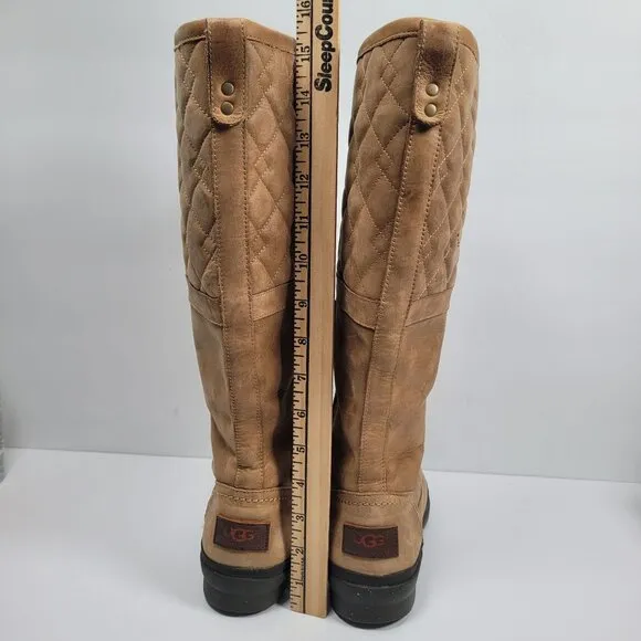 Ugg Elsa Women's Quilted Tall Leather Lace-Up Boots S/N1013484 US Size 8.5