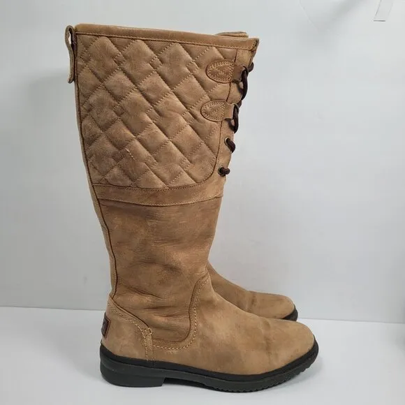 Ugg Elsa Women's Quilted Tall Leather Lace-Up Boots S/N1013484 US Size 8.5
