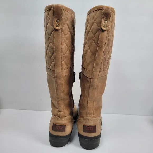Ugg Elsa Women's Quilted Tall Leather Lace-Up Boots S/N1013484 US Size 8.5