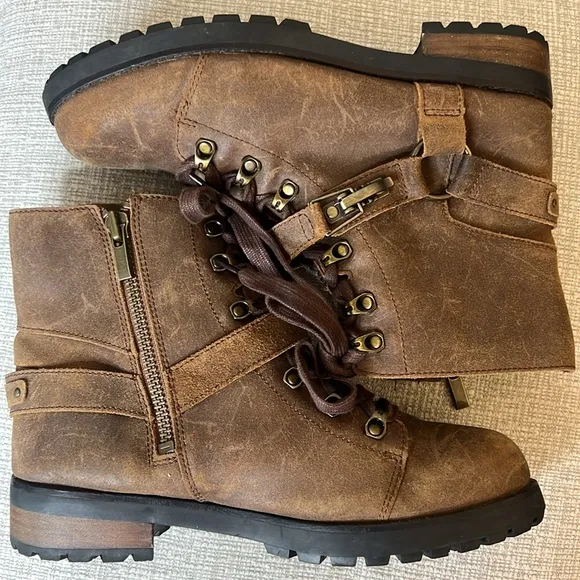 UGG FRITZI LACE-UPWATERPROOF LEATHERSHEEPSKIN ANKLE BLACK BOOTS EUR 42 US 11