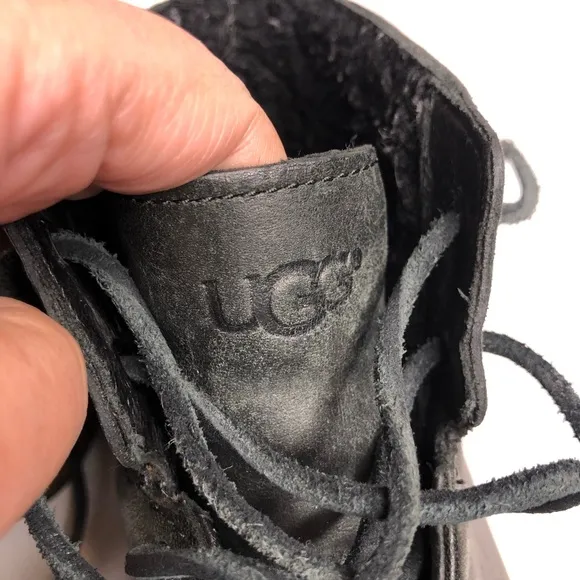 UGG Keaton lace up black leather ankle boots