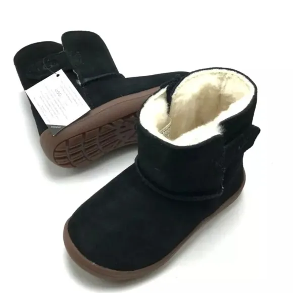Ugg KEELAN Boots Booties Suede Upper Black NIB Infant 0-6 months Winter Warm