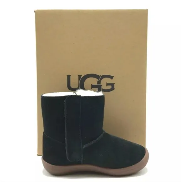 Ugg KEELAN Boots Booties Suede Upper Black NIB Infant 0-6 months Winter Warm