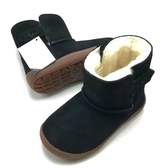 Ugg KEELAN Boots Booties Suede Upper Black NIB Infant 0-6 months Winter Warm