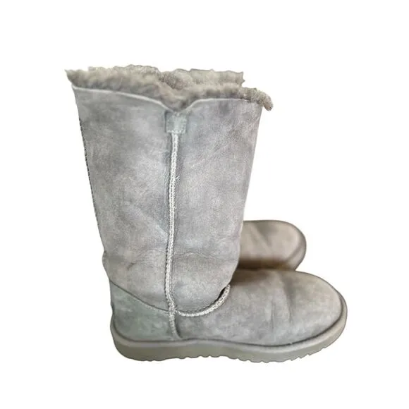 UGG Kids Gray Boots with Button Detail