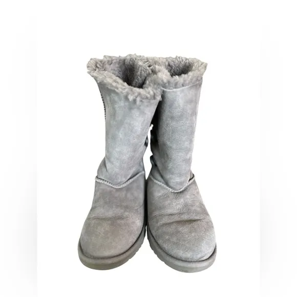 UGG Kids Gray Boots with Button Detail