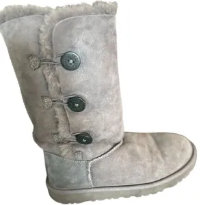 UGG Kids Gray Boots with Button Detail