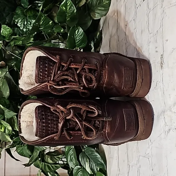 UGG Mariana Chocolate Leather Water Resistant Boots 8