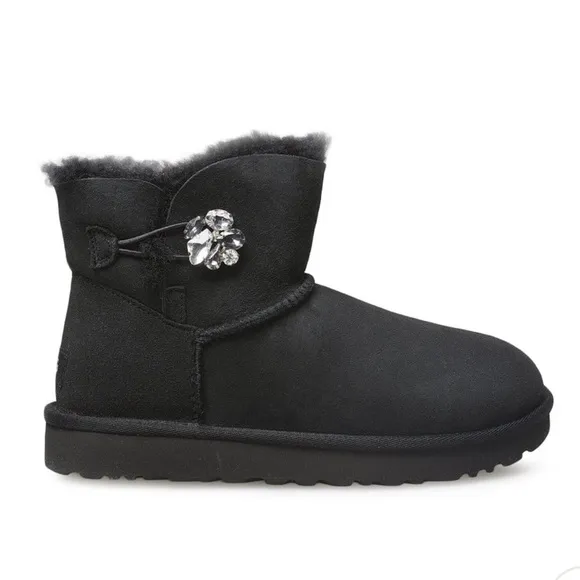 UGG | Mini Bailey Button Gem Black Boots NEW 6, 7