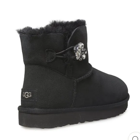 UGG | Mini Bailey Button Gem Black Boots NEW 6, 7