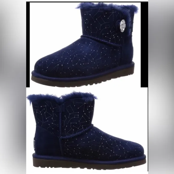 UGG mini Bailey button Swarovski bling navy boots