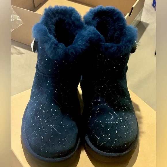 UGG mini Bailey button Swarovski bling navy boots
