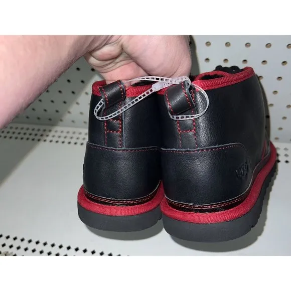 UGG Neumel Leather Mens Insulated Winter Snow Boots Size 11 Black Red 1133777