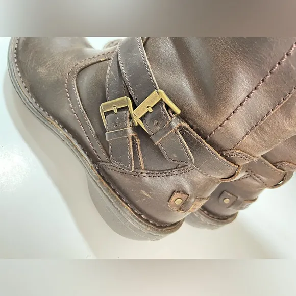UGG Rosen Shearling Riding Boots - Brown Leather - Women’s Size 6
