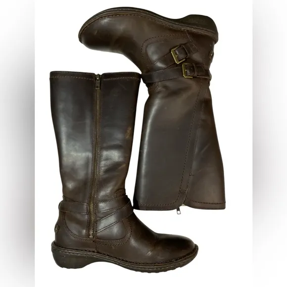 UGG Rosen Shearling Riding Boots - Brown Leather - Women’s Size 6