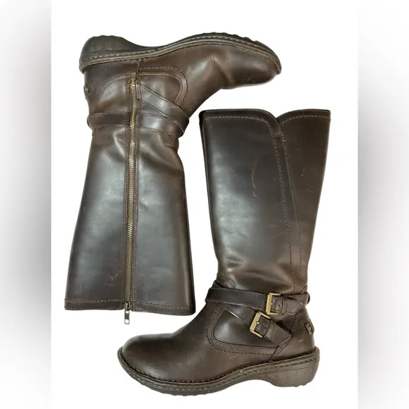UGG Rosen Shearling Riding Boots - Brown Leather - Women’s Size 6