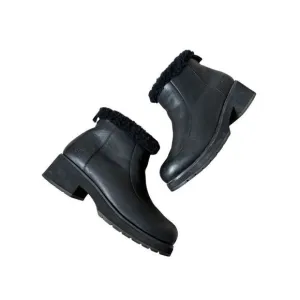 UGG Shearling Lined Leather Chunky Boots size 9 Black Rare Ankle