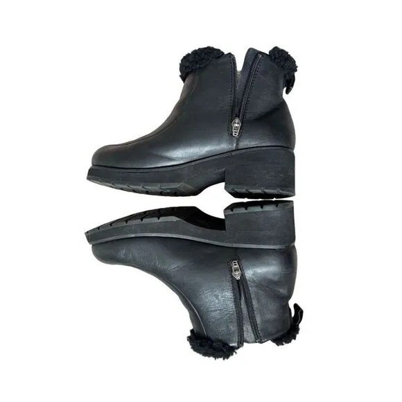 UGG Shearling Lined Leather Chunky Boots size 9 Black Rare Ankle