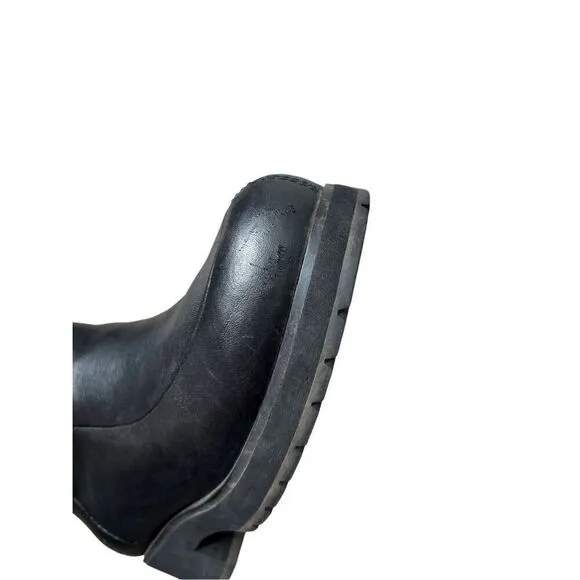 UGG Shearling Lined Leather Chunky Boots size 9 Black Rare Ankle