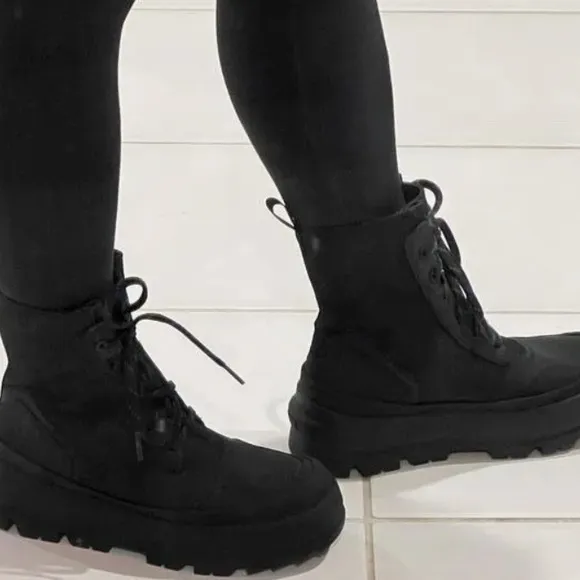 UGG - The Ugg Lug Black Lace-Up Combat Boot- New