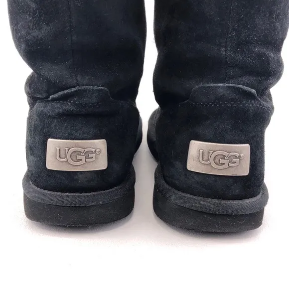 UGG Tularosa Black Leather Sheepskin Winter Boots 7