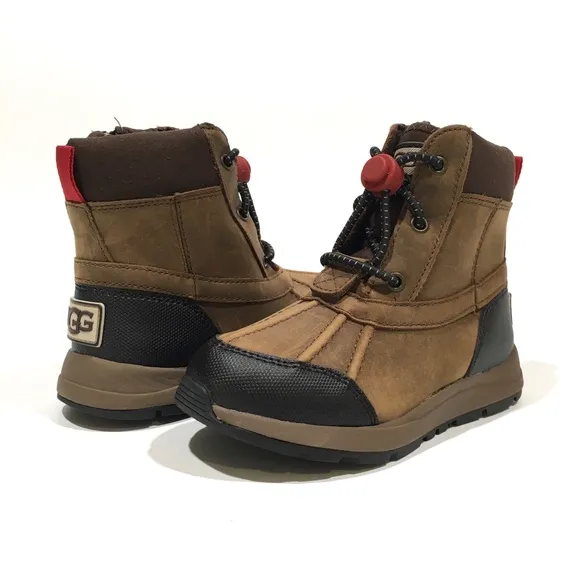 UGG TURLOCK WATERPROOF SNOW BOOTS WALNUT BROWN LEATHER -LITTLE KIDS US 11 -NEW