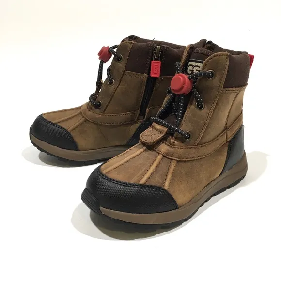 UGG TURLOCK WATERPROOF SNOW BOOTS WALNUT BROWN LEATHER -LITTLE KIDS US 11 -NEW