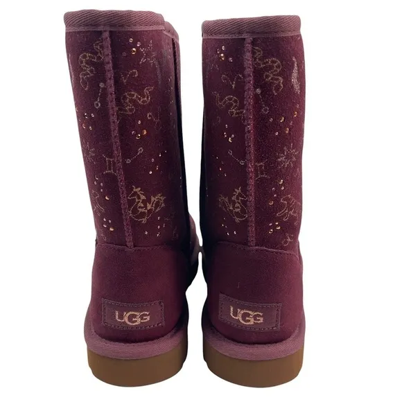 Ugg Wild Grape Classic Zodiac Short Suede Boots Women’s Size 6 Cozy Warm Classic