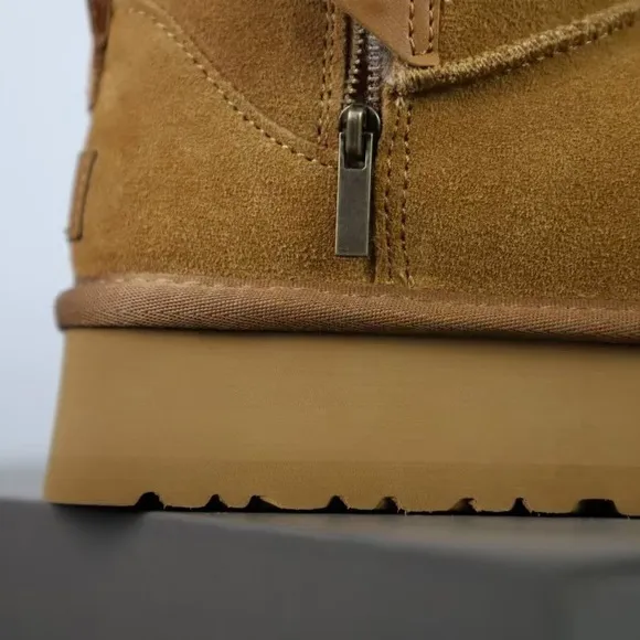 UGG Women's 2024 new zipper Ankle boots  warm cotton shoes- rapeseed
