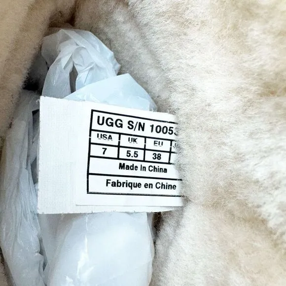 Ugg Women's Brown Suede Becket Mid Calf Pull On Winter Shearling Buckle Boots 7