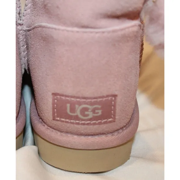 UGG‎ WOMEN'S IRINA STAR CHARM BAILEY POM SUEDE SHEARLING ANKLE BOOTS PINK