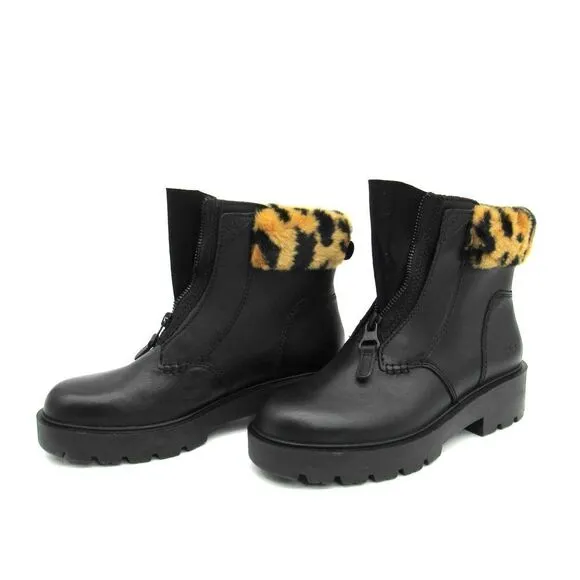 UGG CZERIESA PANTHER PRINT LEATHER ANKLE BOOTS SZ 7.5