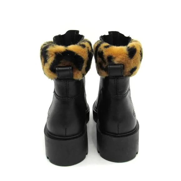 UGG CZERIESA PANTHER PRINT LEATHER ANKLE BOOTS SZ 7.5