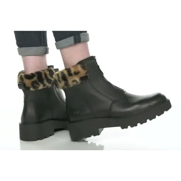 UGG CZERIESA PANTHER PRINT LEATHER ANKLE BOOTS SZ 7.5