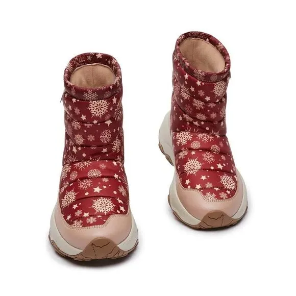 UIN Women's Snow Boots Walking Casual Travel Hiking Shoes(Winter Red Cazorla IV)