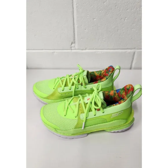 Under Armour Curry 7 Sour Patch Youth 5.5Y In Lime Green Basketball Shoes