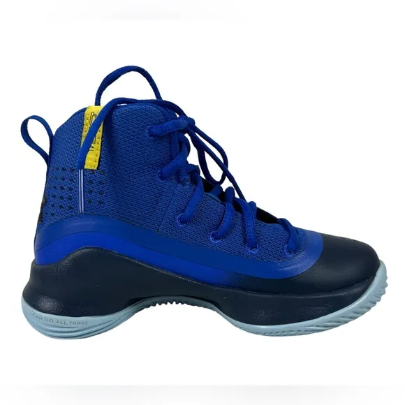 Under Armour PS Curry 4 Mid Boys Shoe Blue Navy Aqua Size 10.5K 1295996 402
